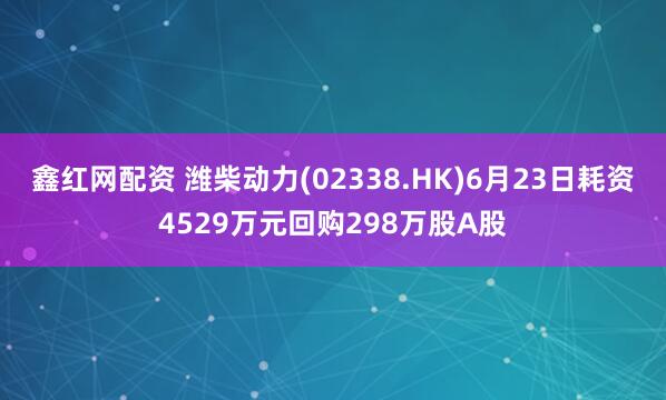 鑫红网配资 潍柴动力(02338.HK)6月23日耗资4529万元回购298万股A股